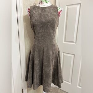 Ivanka Trump Suede feel Gray A-Line Crew Neck Dress